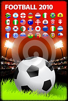 Soccer Ball on Stadium Background with Buttons