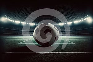 Soccer ball in the stadium at night