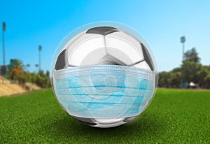 Soccer ball with surgical mask