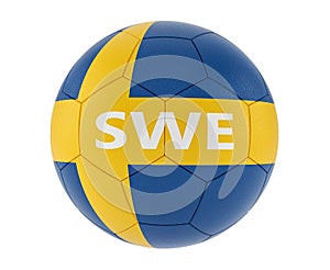 Soccer ball in swedens national colors