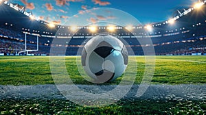 Soccer ball takes center stage in the stadium, symbolizing the heart of competition. Ai Generated