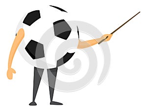 Soccer ball teaching or holding a pointer in presentation