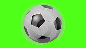 Soccer ball transition on a green background and looped rotations
