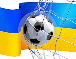 Soccer ball on Ukrainian flag