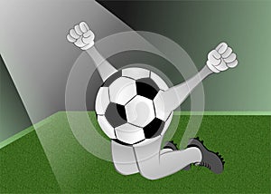 Soccer ball under spotlight