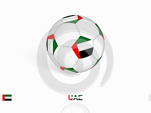 Soccer ball with the United Arab Emirates flag, football sport equipment