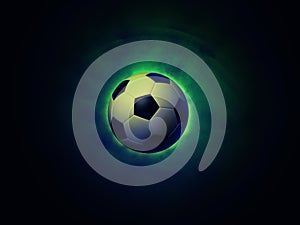 Soccer ball vigorously green background