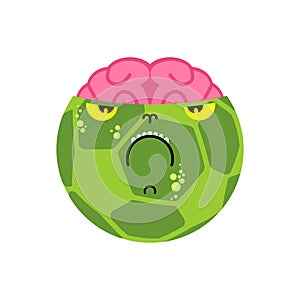 Soccer ball Zombie isolated. Green dead ball and brain. vector illustration