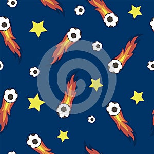 Soccer balls abstract vector seamless pattern