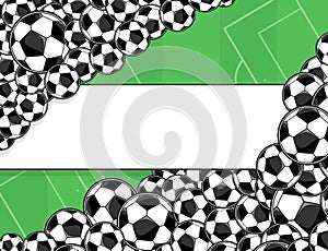 Soccer balls banner background