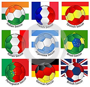 Soccer balls of with flags