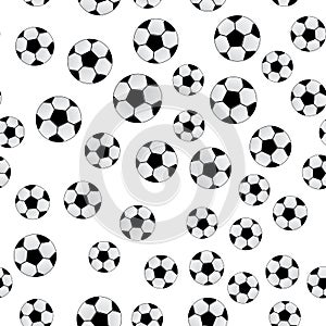 Soccer balls isolated on white background. Football seamless pattern. Cartoon sport vector illustration.Design template for your