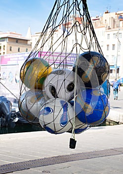 Soccer Balls on the Quay in Marseille