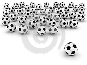 Soccer balls on white