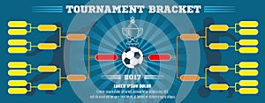 Soccer banner, European football tournament bracket with ball. Vector template