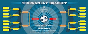 Soccer banner, European football tournament bracket with ball. Vector template photo