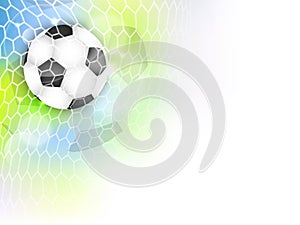 Soccer banner with football ball, net, glitter and space for your content.