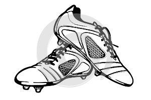 Soccer boots vector illustration hand drawn - Out line