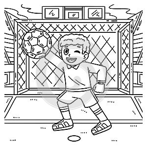 Soccer Boy Goal Keeper Coloring Page for Kids