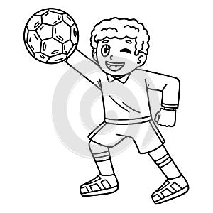 Soccer Boy Goal Keeper Isolated Coloring Page