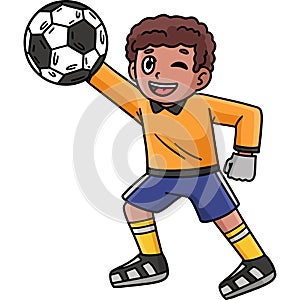 Soccer Boy Goalkeeper Cartoon Colored Clipart