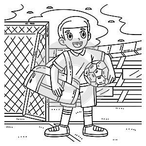 Soccer Boy with Sports Bag Coloring Page for Kids