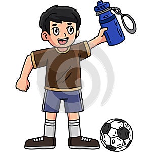 Soccer Boy with a Water Bottle Cartoon Clipart