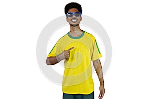 Soccer Brazilian  Fan Celebrating Isolated on White