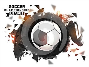 Soccer championship league concept with soccer ball on grungy br