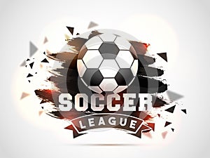 Soccer championship league concept with soccer ball on grungy br