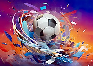 A soccer dynamic swirl against a colorful backdrop, capturing the thrill of online sports betting