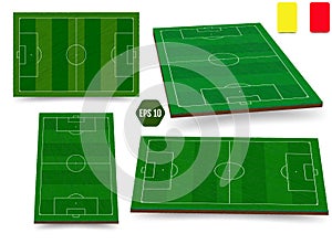 Soccer, European football field in top view different angles poi