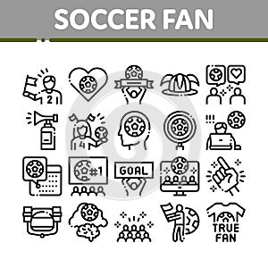 Soccer Fan Attributes Collection Icons Set Vector