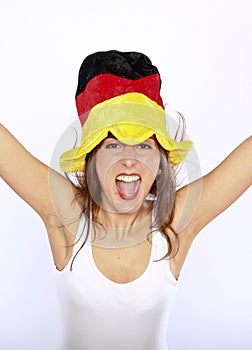 Soccer Fan Woman Wearing A Hat