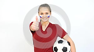 Soccer Female with Russian Flag