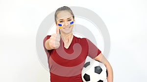 Soccer Female with Ukrainian Flag