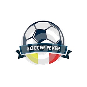 Soccer Fever Ball Ribbon Footbal Club Emblem