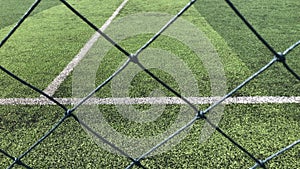 Soccer field with artificial turf in a stadium in Chiang Mai Thailand