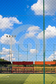 Soccer field with artificial turf in a stadium,Mae-Hia Public`s