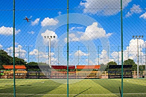 Soccer field with artificial turf in a stadium,Mae-Hia Public`s