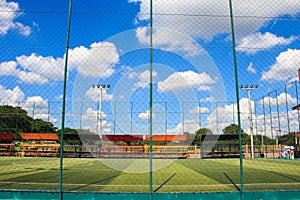Soccer field with artificial turf in a stadium,Mae-Hia Public`s