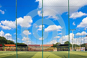 Soccer field with artificial turf in a stadium,Mae-Hia Public`s