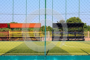 Soccer field with artificial turf in a stadium,Mae-Hia Public`s