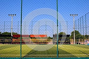 Soccer field with artificial turf in a stadium,Mae-Hia Public`s