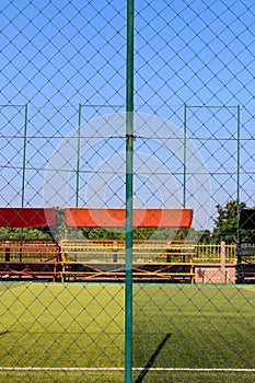 Soccer field with artificial turf in a stadium,Mae-Hia Public`s