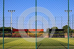 Soccer field with artificial turf in a stadium,Mae-Hia Public`s