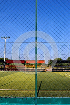 Soccer field with artificial turf in a stadium,Mae-Hia Public`s