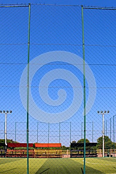 Soccer field with artificial turf in a stadium,Mae-Hia Public`s