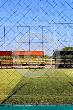 Soccer field with artificial turf in a stadium,Mae-Hia Public`s