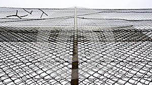 Soccer field behind the barbed wire of TurÃ³ de la Peira, Barcelona